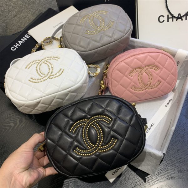 Lambskin, Studs & Gold-Tone Metal Black Camera Case CHANEL