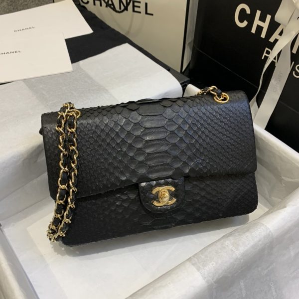 python skin chanel bag