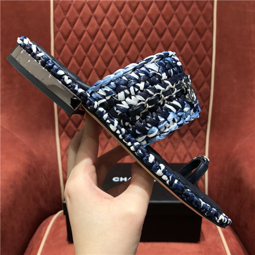 chanel woven flat slippers