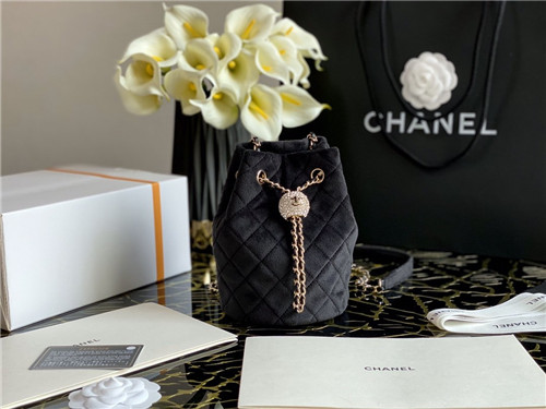 chanel velvet bucket bag