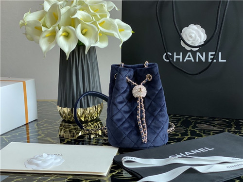 chanel velvet bucket bag