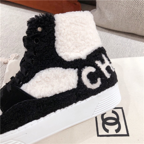 chanel wool high top sneakers