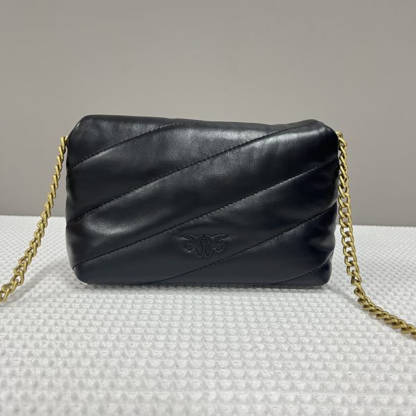 Pinko 2023 Women’S Bag Quilted Rhinestone Decoration Small Bird Bag 100040A0H3 Black - Image 3