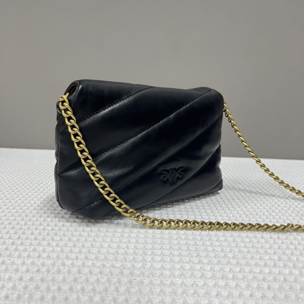 Pinko 2023 Women’S Bag Quilted Rhinestone Decoration Small Bird Bag 100040A0H3 Black - Image 4