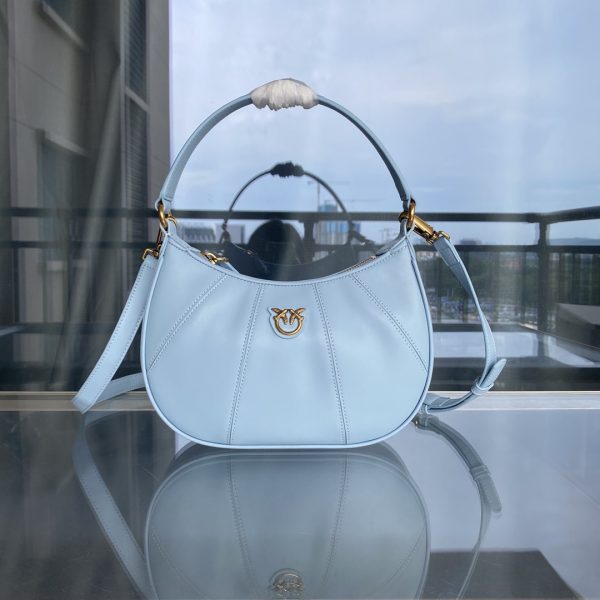 PINKO Swallow Bag Genuine Leather Women's Bag 2022 Spring and Summer New Leather Underarm Bag Half-Moon Single Shoulder Diagonal Handbag