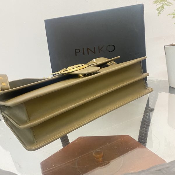 PINKO swallow bag  spring and summer new product rivet badge wide shoulder strap one shoulder diagonal bag large black - Image 5