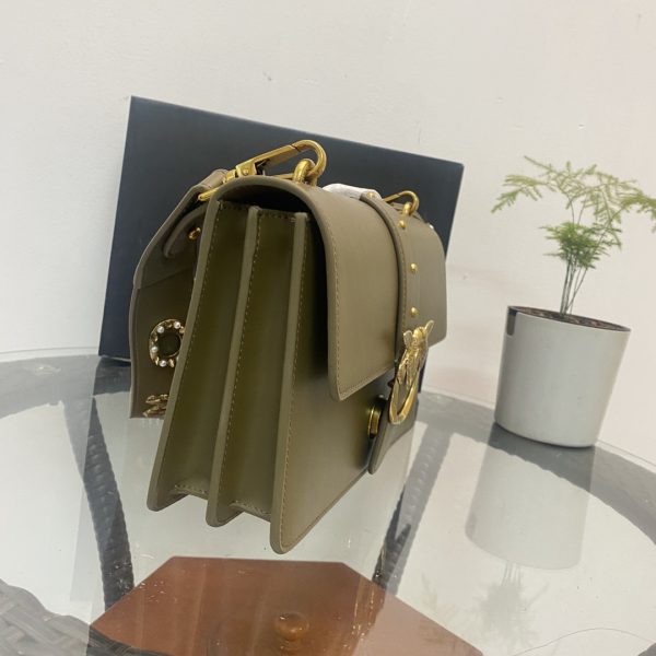 PINKO swallow bag  spring and summer new product rivet badge wide shoulder strap one shoulder diagonal bag large black - Image 6