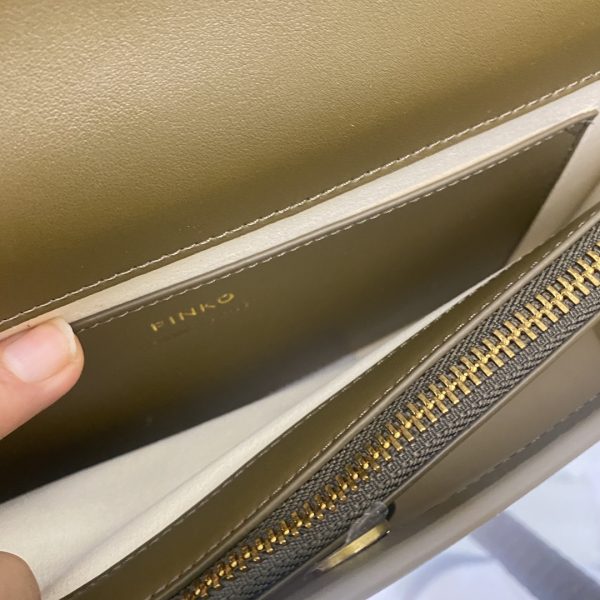PINKO swallow bag  spring and summer new product rivet badge wide shoulder strap one shoulder diagonal bag large black - Image 9