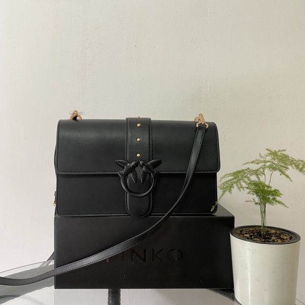Pinko Swallow bag 2021 autumn and winter new classic leather chain shoulder handbag Bacchus bag black