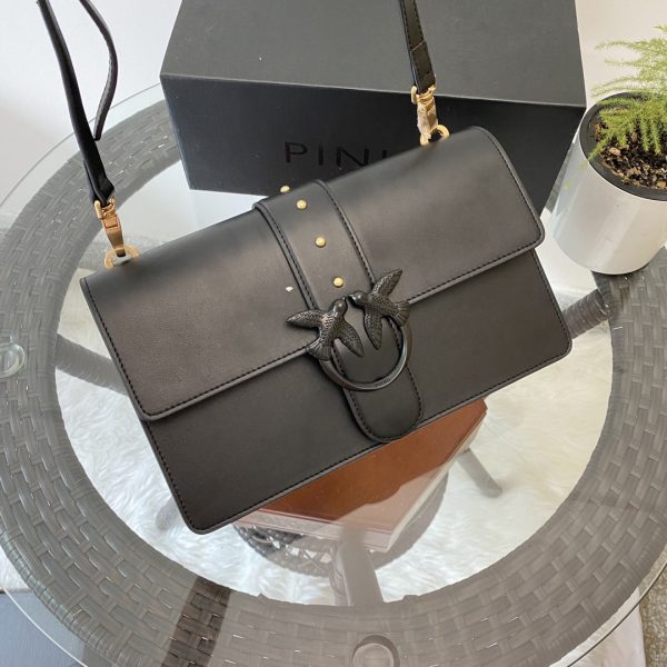 Pinko Swallow bag 2021 autumn and winter new classic leather chain shoulder handbag Bacchus bag black - Image 3