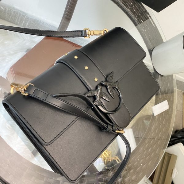 Pinko Swallow bag 2021 autumn and winter new classic leather chain shoulder handbag Bacchus bag black - Image 4