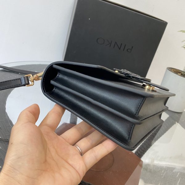 Pinko Swallow bag 2021 autumn and winter new classic leather chain shoulder handbag Bacchus bag black - Image 6