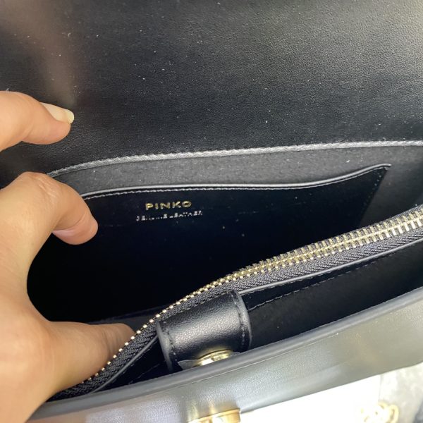 Pinko Swallow bag 2021 autumn and winter new classic leather chain shoulder handbag Bacchus bag black - Image 9