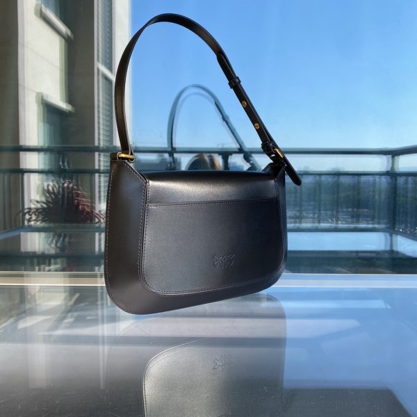 Pinko'S New Retro Swallow Saddle Bag Female Niche Design Single Shoulder Bag Commuter Female Bag High-End Armpit Bag Black - Image 4