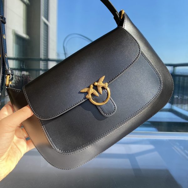 Pinko'S New Retro Swallow Saddle Bag Female Niche Design Single Shoulder Bag Commuter Female Bag High-End Armpit Bag Black - Image 5