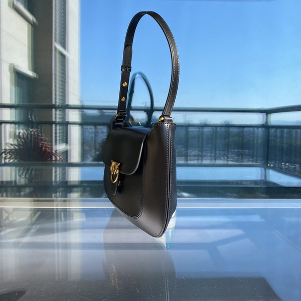 Pinko'S New Retro Swallow Saddle Bag Female Niche Design Single Shoulder Bag Commuter Female Bag High-End Armpit Bag Black - Image 6