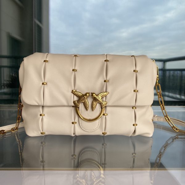 Pinko Plum Home Swallow Bag New Puff Pillow Bag One Shoulder Messenger Chain Bag White