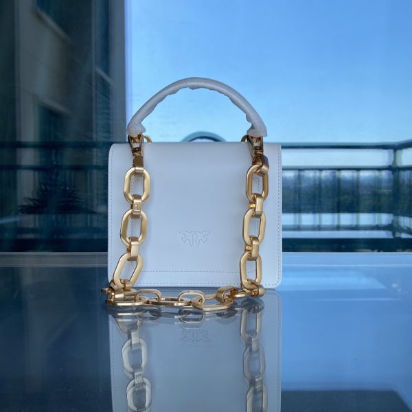 Pinko’S New Paint Small Square Bag Shoulder Strap Atmosphere White - Image 3