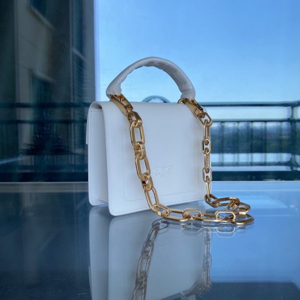 Pinko’S New Paint Small Square Bag Shoulder Strap Atmosphere White - Image 4