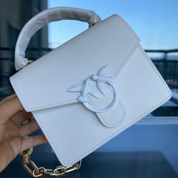 Pinko’S New Paint Small Square Bag Shoulder Strap Atmosphere White - Image 6