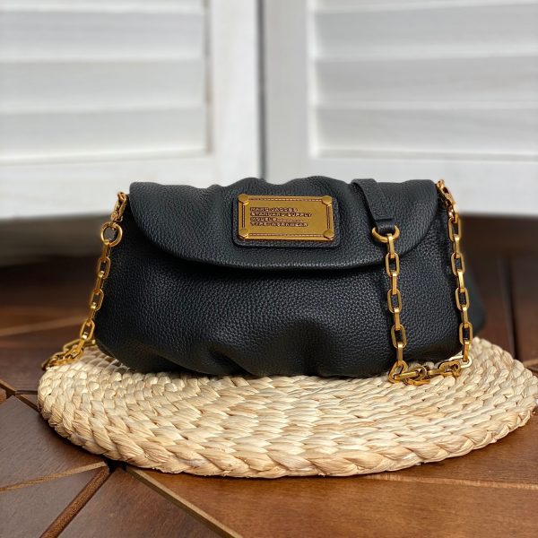 THE KARLIE Marc Jacobs Leather Retro Modern Mini Messenger Bag Shoulder Bag Clutch Black