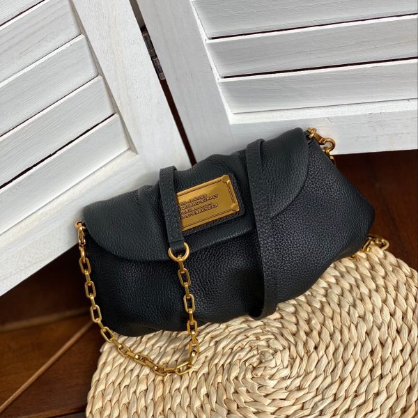 THE KARLIE Marc Jacobs Leather Retro Modern Mini Messenger Bag Shoulder Bag Clutch Black - Image 3