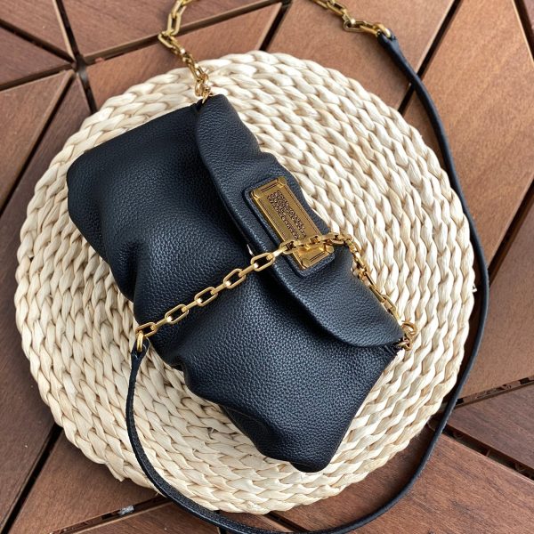 THE KARLIE Marc Jacobs Leather Retro Modern Mini Messenger Bag Shoulder Bag Clutch Black - Image 5