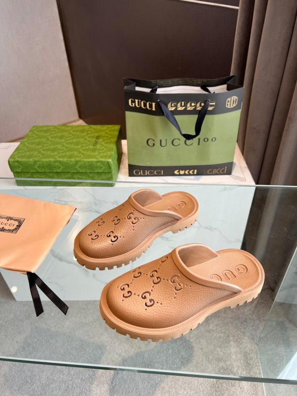 Gucci GG Slides perforated carved shoes A - Image 3