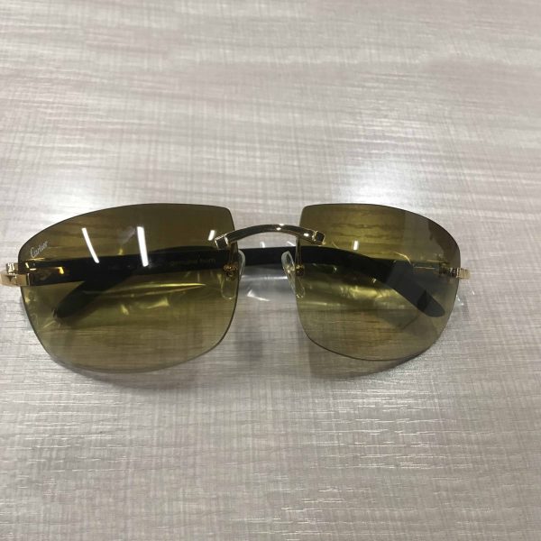 Cartier 4189705 White Mix Black Buffalo Sunglasses In Gold
