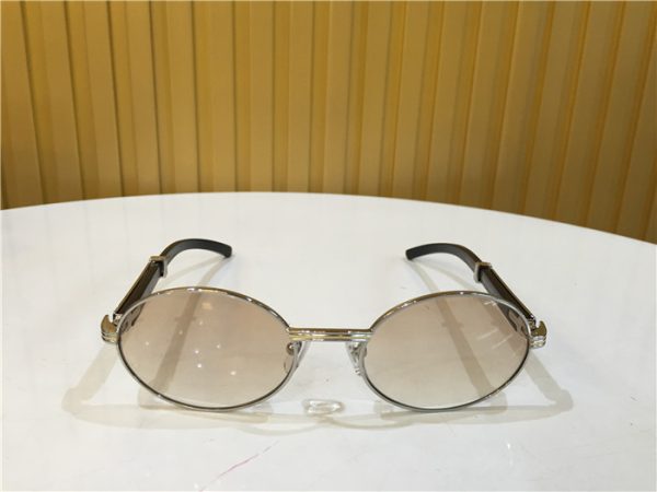 Cartier 7550178 55-22 Black Curve Cattle Horn Sunglasses In Silver Brown