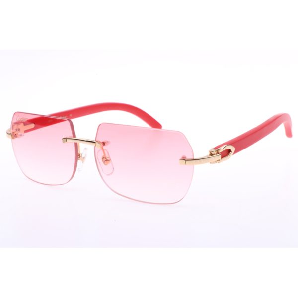 Cartier 8300818 Red Wood Sunglasses In Gold Gradient Pink
