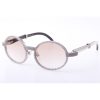 Cartier  7550178 55-22 New Full Diamond White Mix Black Buffalo Sunglasses In Silver Brown