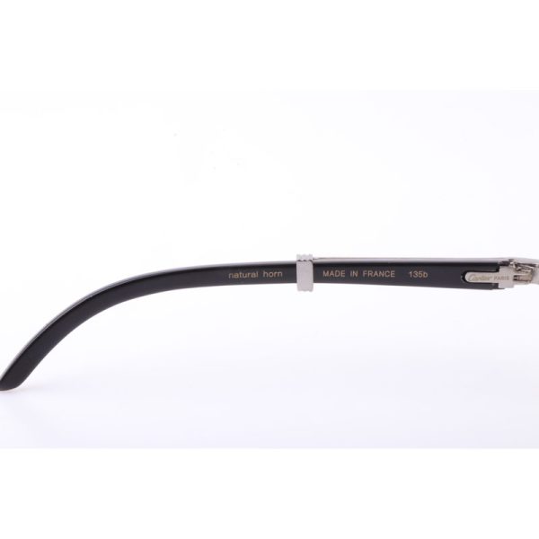Cartier  7550178 55-22 New Full Diamond White Mix Black Buffalo Sunglasses In Silver Brown - Image 3