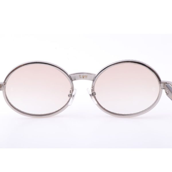 Cartier  7550178 55-22 New Full Diamond White Mix Black Buffalo Sunglasses In Silver Brown - Image 4