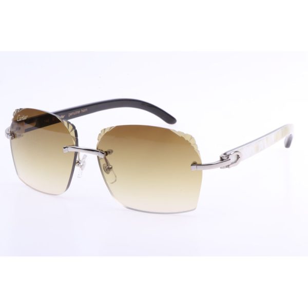 Cartier  8300818 Engrave Lens White Mix Black Buffalo Sunglasses In Silver Brown - Image 3