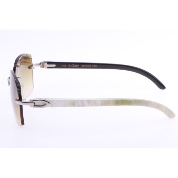 Cartier  8300818 Engrave Lens White Mix Black Buffalo Sunglasses In Silver Brown - Image 6