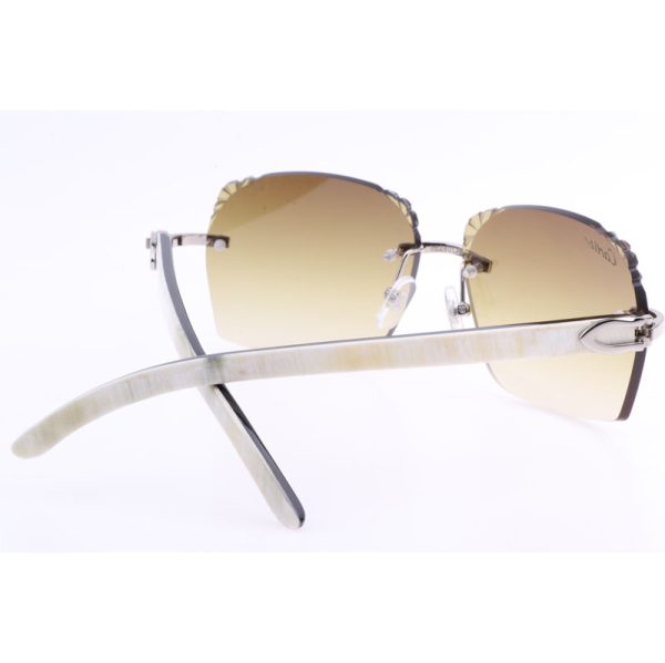 Cartier  8300818 Engrave Lens White Mix Black Buffalo Sunglasses In Silver Brown - Image 10