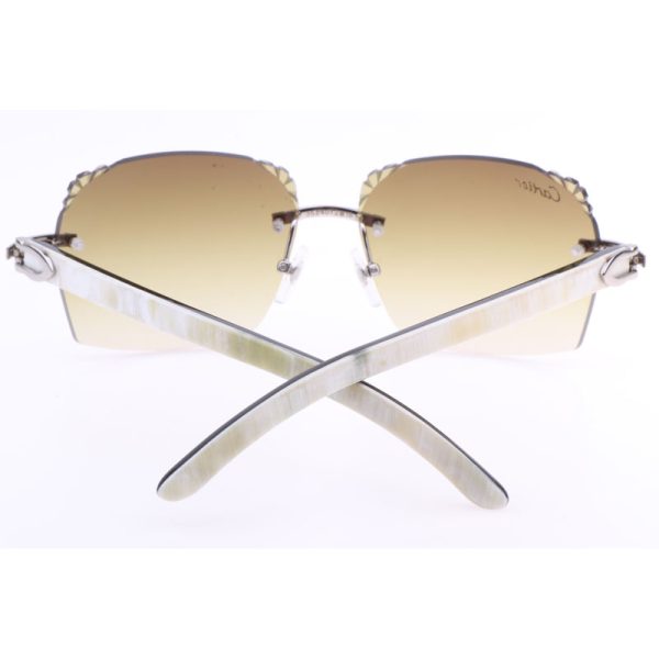Cartier  8300818 Engrave Lens White Mix Black Buffalo Sunglasses In Silver Brown - Image 11