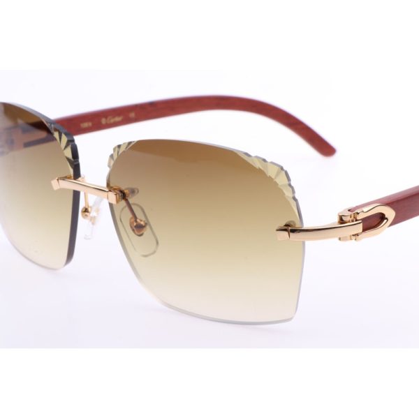 Cartier  8300818 Engrave Lens Wood Sunglasses In Gold Brown - Image 5