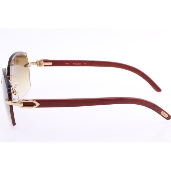 Cartier  8300818 Engrave Lens Wood Sunglasses In Gold Brown - Image 6