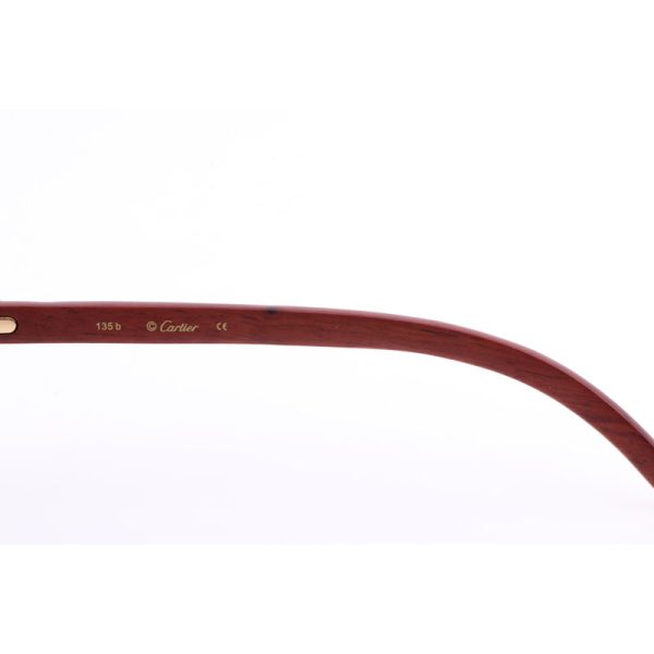 Cartier  8300818 Engrave Lens Wood Sunglasses In Gold Brown - Image 7