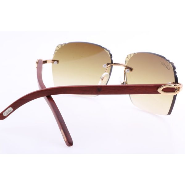 Cartier  8300818 Engrave Lens Wood Sunglasses In Gold Brown - Image 10