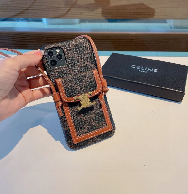 Celine card bag, mobile phone case, three-pack case, holder, lanyard, crossbody, hanging neck