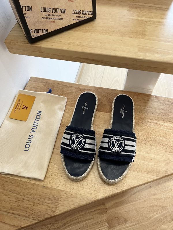 Louis Vuitton Circle Stuberd flat loafers denim letter-print B