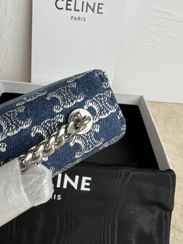 CELIN-E TRIOMPHE SMALL DENIM CHAIN ​​SHOULDER BAG - Image 5