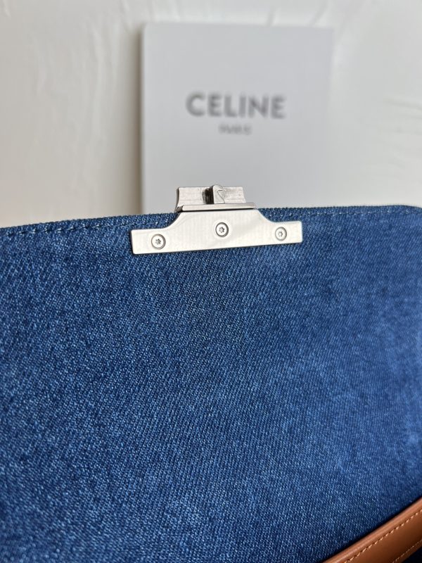CELIN-E TRIOMPHE SMALL DENIM CHAIN ​​SHOULDER BAG - Image 6