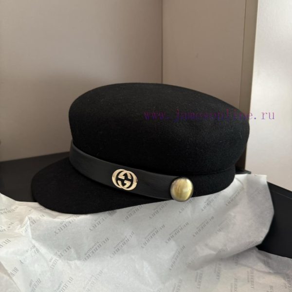 GucciGucci2024 Autumn/Winter New Wool Military Hat, 100% Wool ? Fabric head circumference 57w21et5qn - Image 4
