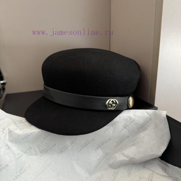 GucciGucci2024 Autumn/Winter New Wool Military Hat, 100% Wool ? Fabric head circumference 57w21et5qn - Image 5