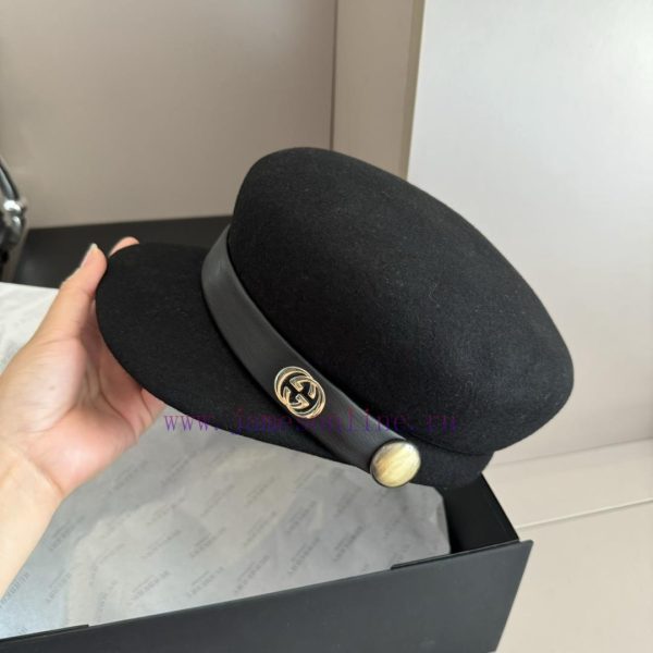 GucciGucci2024 Autumn/Winter New Wool Military Hat, 100% Wool ? Fabric head circumference 57w21et5qn - Image 6