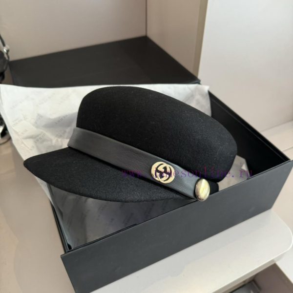 GucciGucci2024 Autumn/Winter New Wool Military Hat, 100% Wool ? Fabric head circumference 57w21et5qn - Image 9